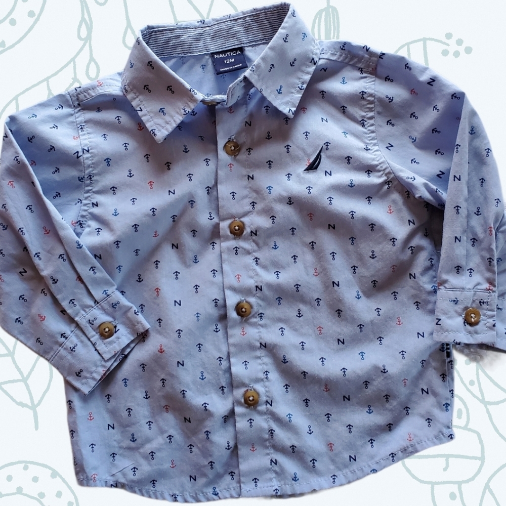 Nautica Anchor Button Down Shirt with Khaki Pants